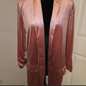 Women's Velvet Open-Front Blazer Jacket - Rose